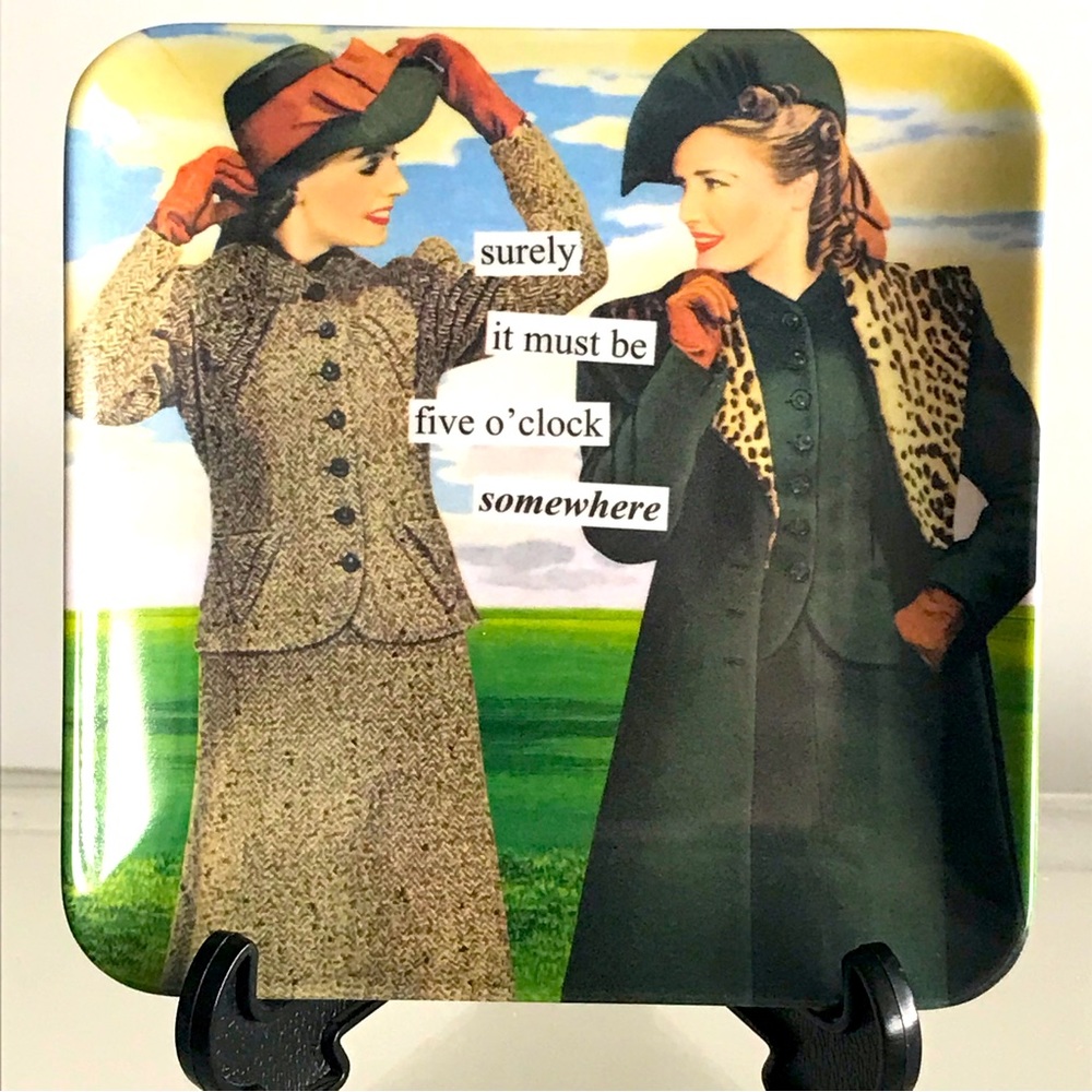 ANNE TAINTOR 100% Melamine Mini Trinket Tray Surely It Must Be Five O'clock Some
